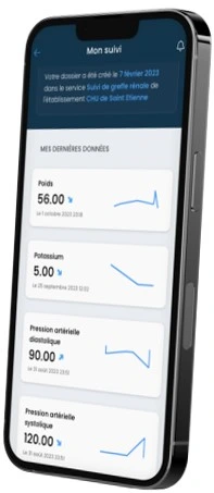 page de suivi des données médicales saisies par le patient sur son smartphone